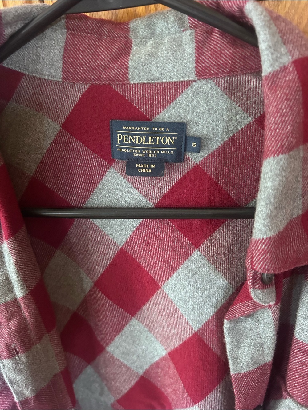 Pendleton Red and Gray Buffalo Plaid Button-Down Shirt